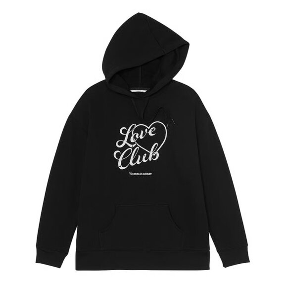 Victoria's Secret Cotton Black Love Club Hoodie - XLarge - NWT - Picture 3 of 6